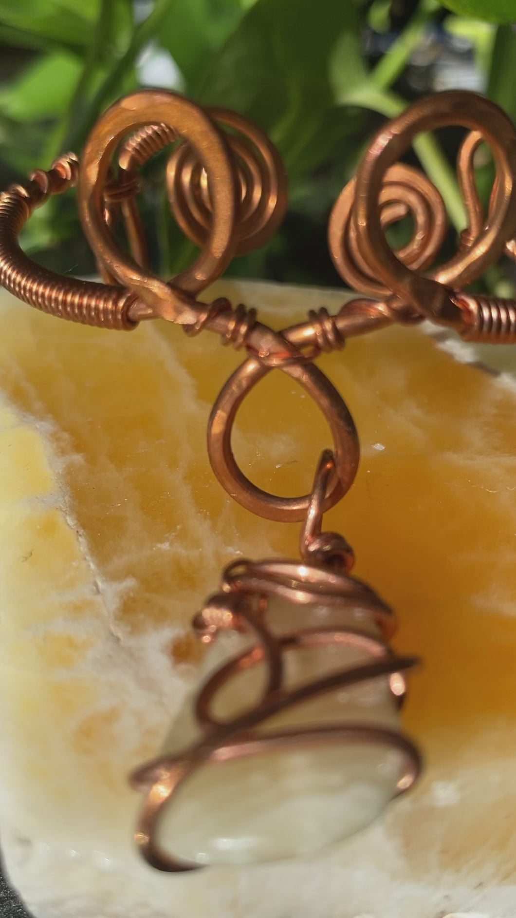 Orange Calcite Copper Bangle/Arm Cuff