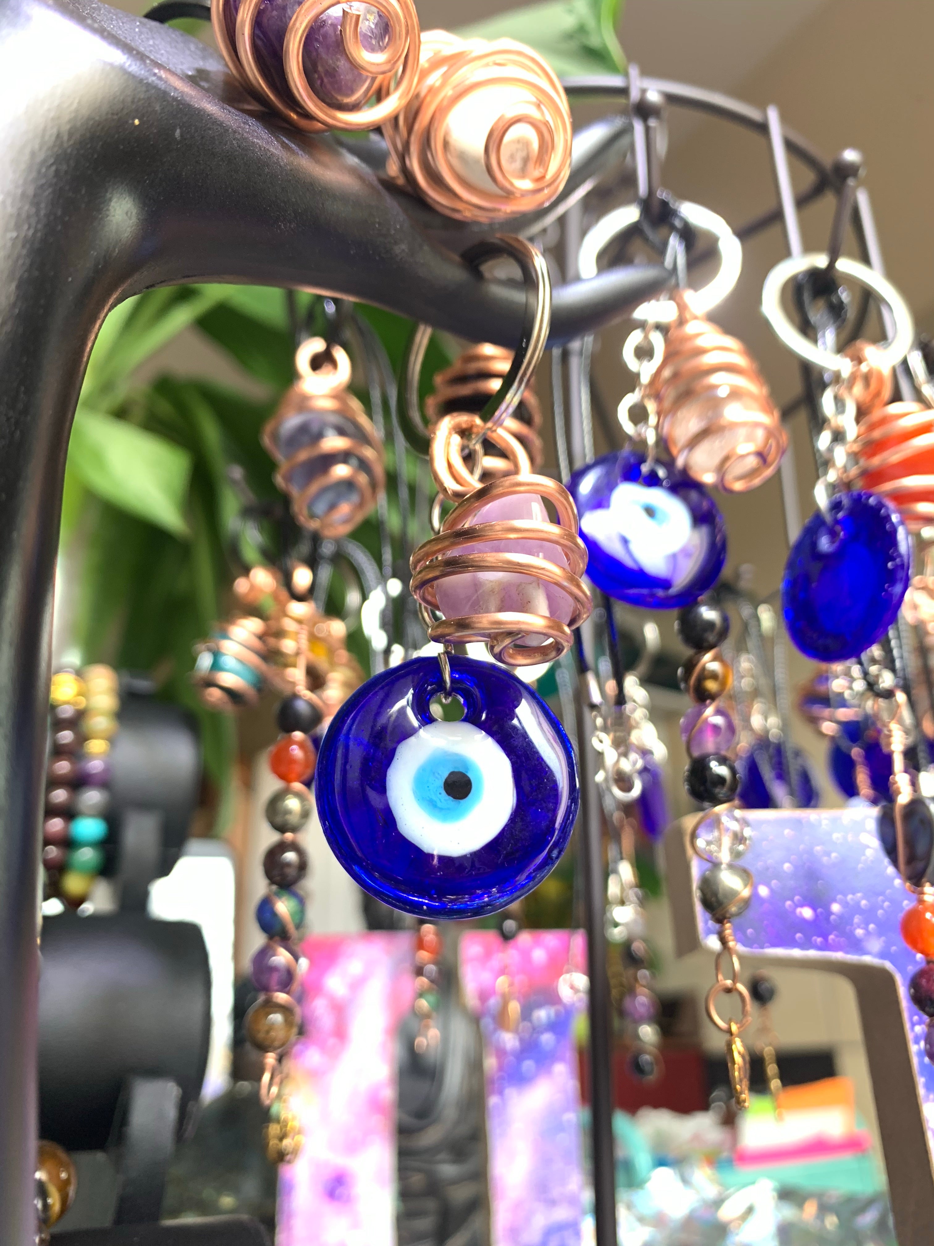 Evil Eye Sun & Moon Keychain – Crystal Love Collective